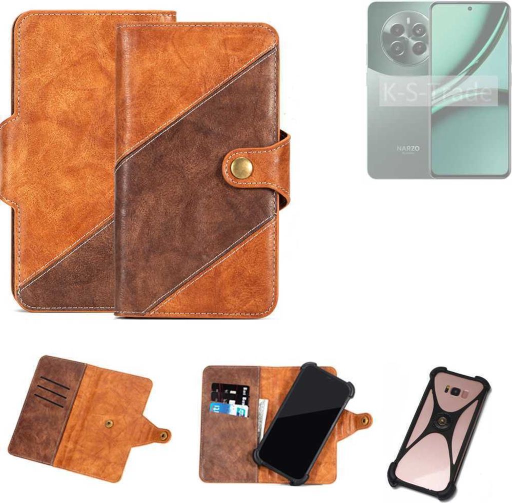 K-S-Trade Handyhülle Schutzhülle Bookstyle Case Wallet-Case kompatibel mit Realme Narzo 70 Pro 5G Cover Klapphülle Kantenschutz Smartphone