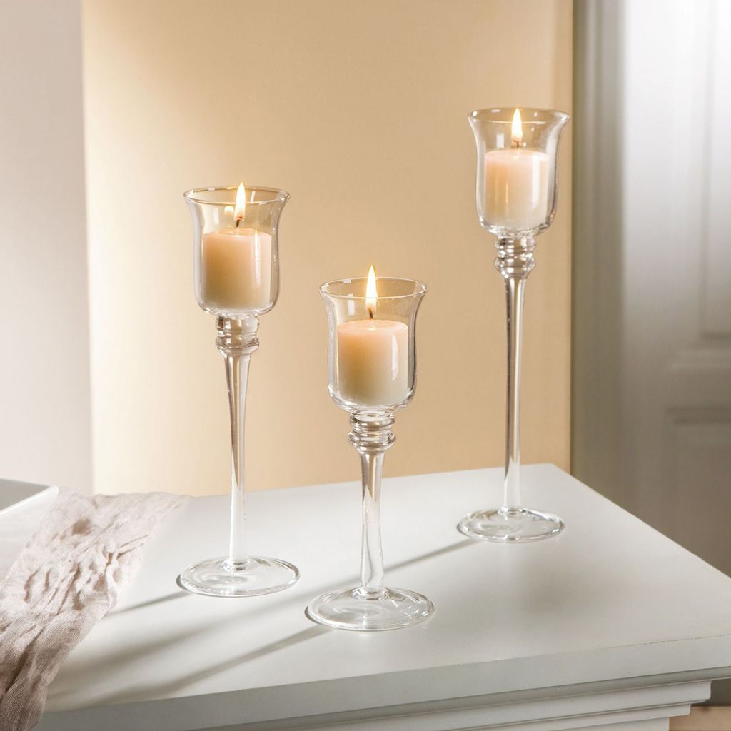 Com-four® Set Da 4 Portacandele In Vetro Dorato Con Decorazione A Stella. Per Candele E Lumini, Decorazione Tavolo Invernale. - 3