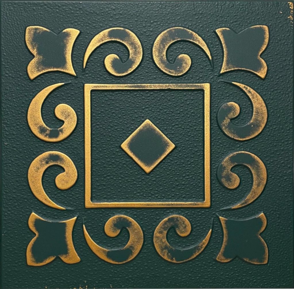 A close-up, top-down view of a decorative wall or ceiling panel with a retro/vintage design.