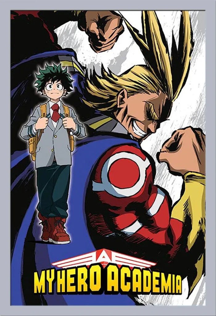 All Might Poster Incorniciato 61x91,5 - Cornice Shinsuke Argento