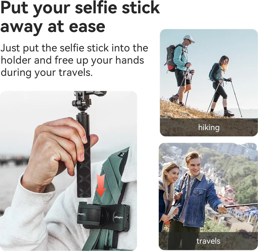 Support Selfie Stick en ABS et Silicone Antidérapant pour Insta360 Noir - 8