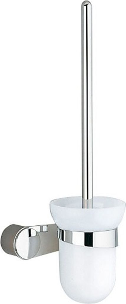 A toilet brush holder mounted on a wall.