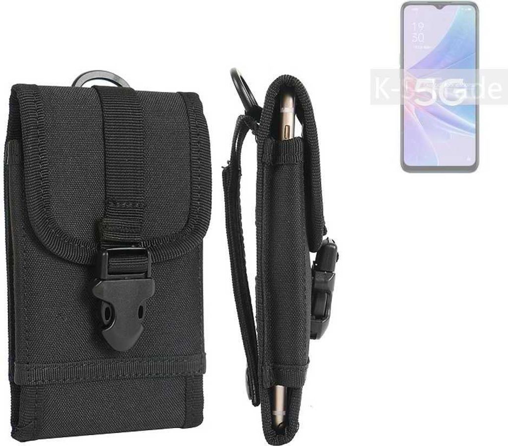 K-S-Trade Holster Handy Hülle kompatibel mit Oppo A97 5G Holster Handytasche Gürtel Tasche Schutz Hülle Robust Outdoor schwarz