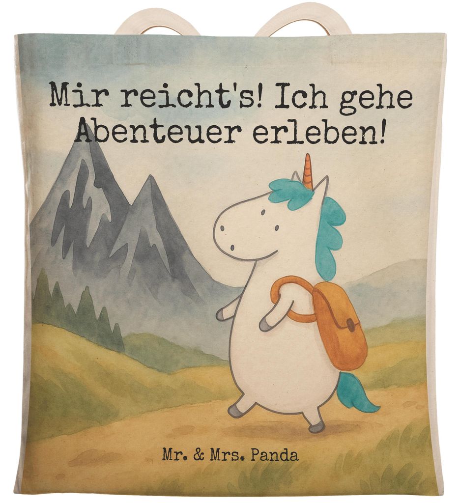 Mr. & Mrs. Panda Tote Bag Einhorn Bergsteiger Design - Weiß - Geschenk, Shoppingbag, Weltreise, Tasche, Beutel, Einhörner, Berge, Einkaufstasche,...
