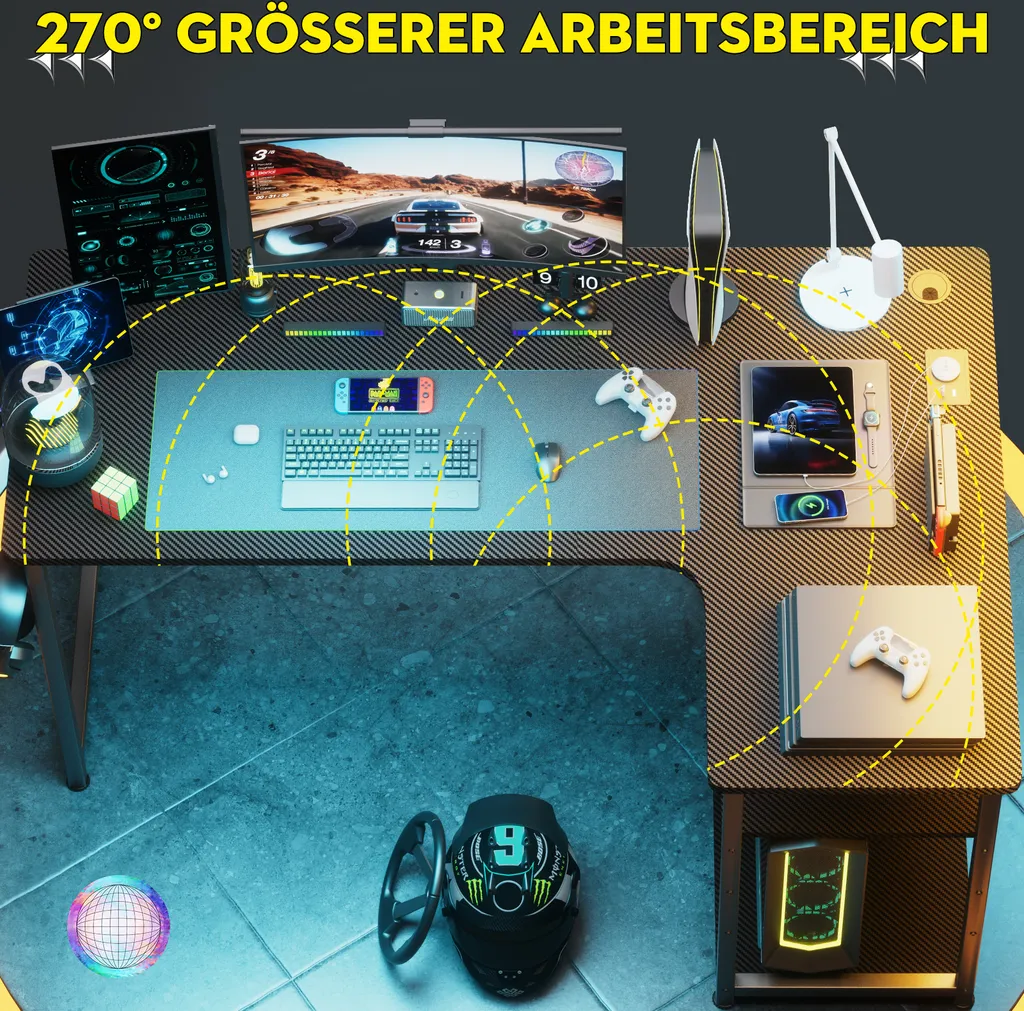 Bureau de Travail en Angle 120cm idéal pour Télétravail et Setup Gaming - 7