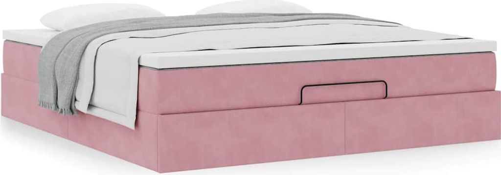 Maison Exclusive - Ottoman-Bett mit Matratze Rosa 180x200 cm Samt