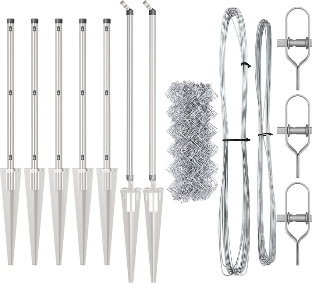 Möbel Kettengliedzaun mit 7 Spitzenpfählen 0,4x10 m Verzinkter Stahl - Metallzäune 3351210