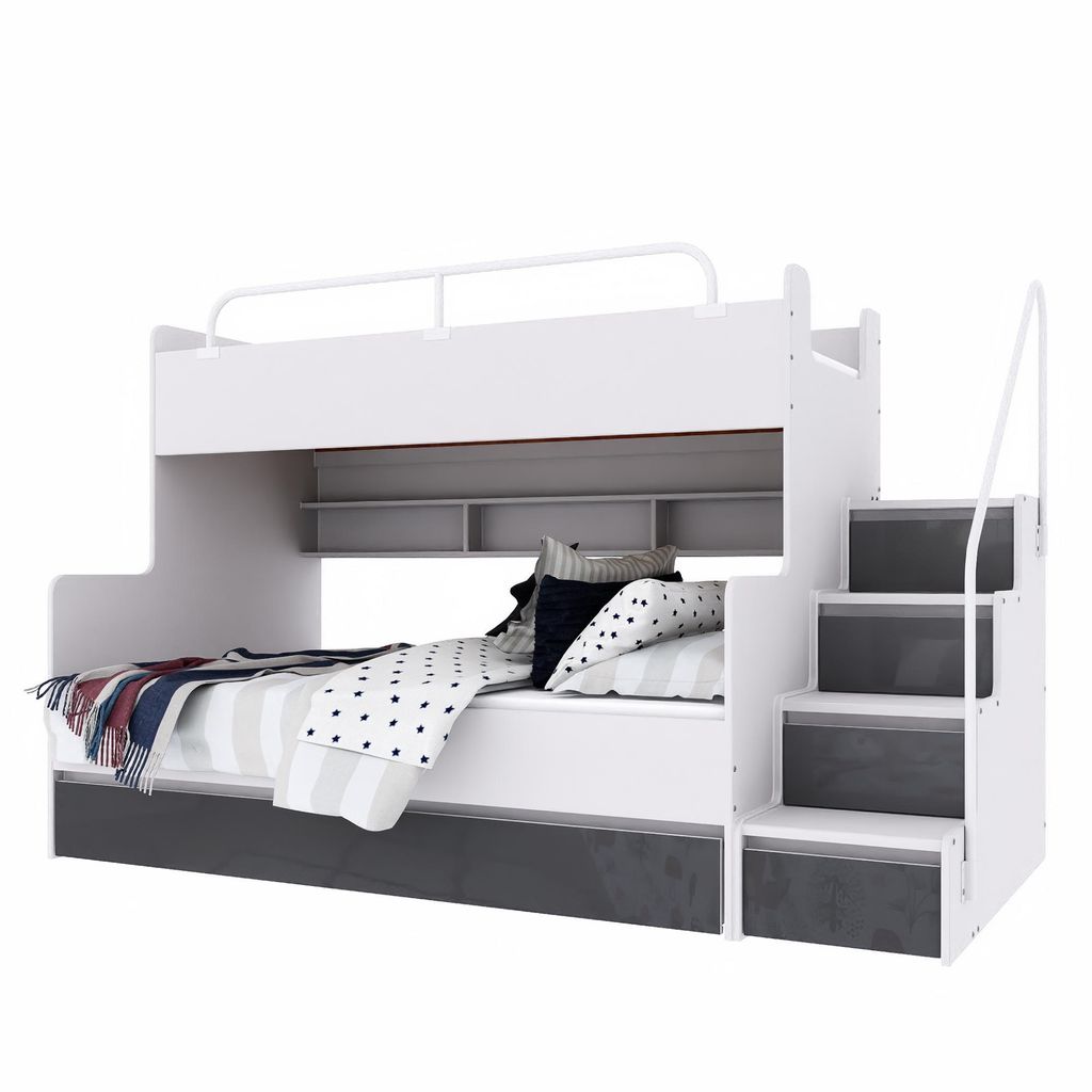 Marlux-Meble Hochbett Kinderbett JSM-3 mit Treppe 80x190 + Produktbild 