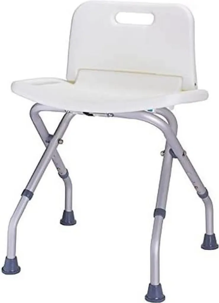 Tabouret de salle de bain design pliable en métal argenté et blanc