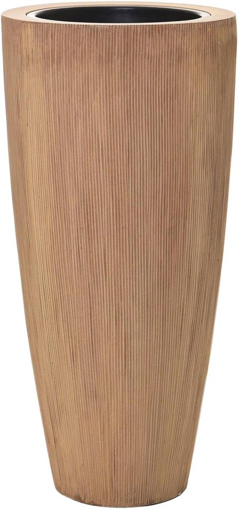 VIVANNO Pflanzkübel Fiberglas CITY Rund, Streifenbeige Produktbild 