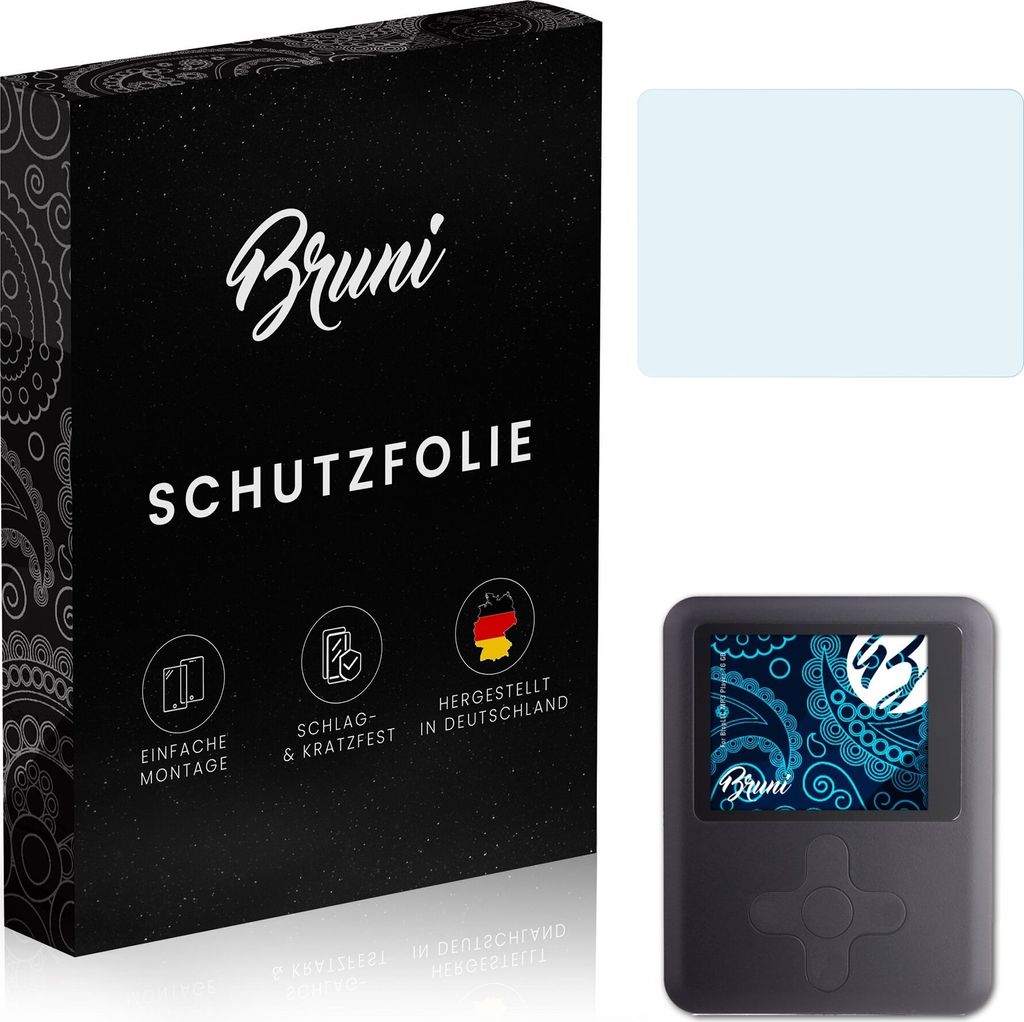 Bruni Basics-Clear 2x Schutzfolie kompatibel mit BtopLLC MP3 Player (16 GB) Folie