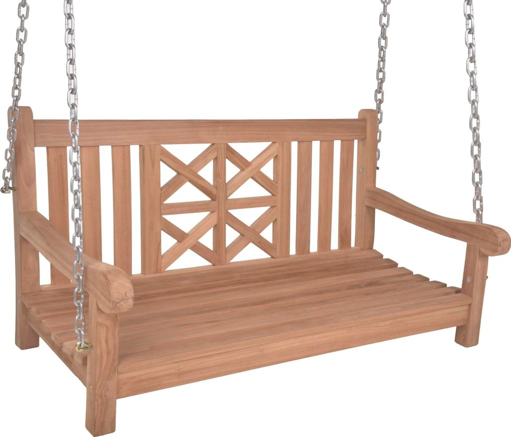 Garten-Hängebank NELLY - 120cm Breit, Teak, Natur | Hängebank Garten Wetterfest Sitzbank Outdoor