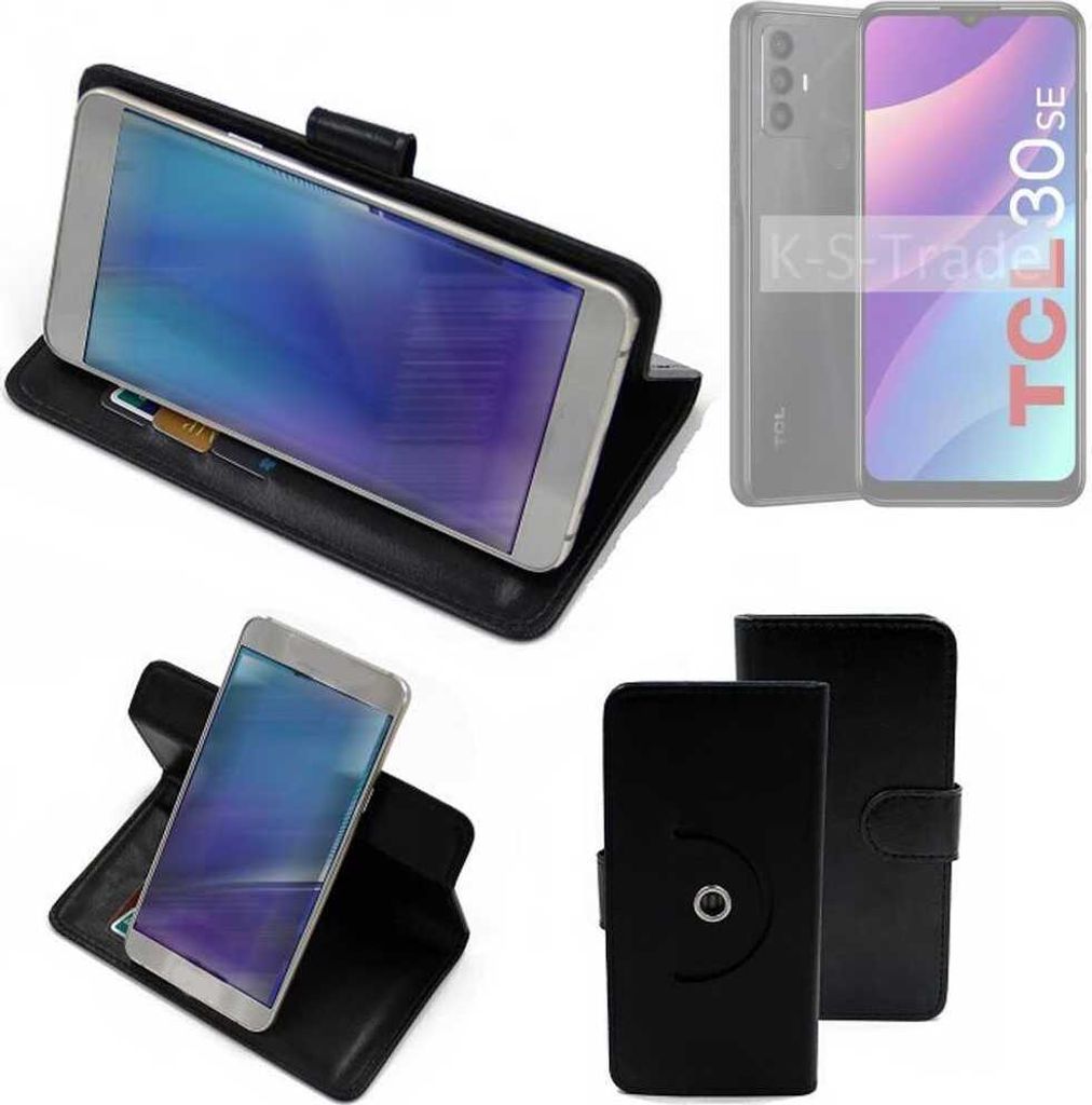 K-S-Trade Case Schutzhülle Handyhülle kompatibel mit TCL 30 Se Flipcase Smartphone Cover Handy Schutz Tasche Klapphülle Walletcase schwarz (1x)