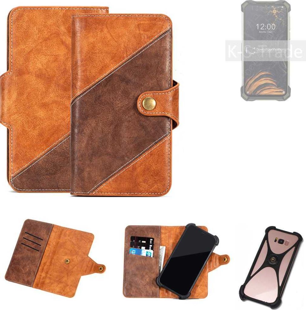 K-S-Trade Handyhülle Schutzhülle Bookstyle Case Wallet-Case kompatibel mit Doogee S88 Plus Cover Klapphülle Kantenschutz Smartphone dunkelbraun