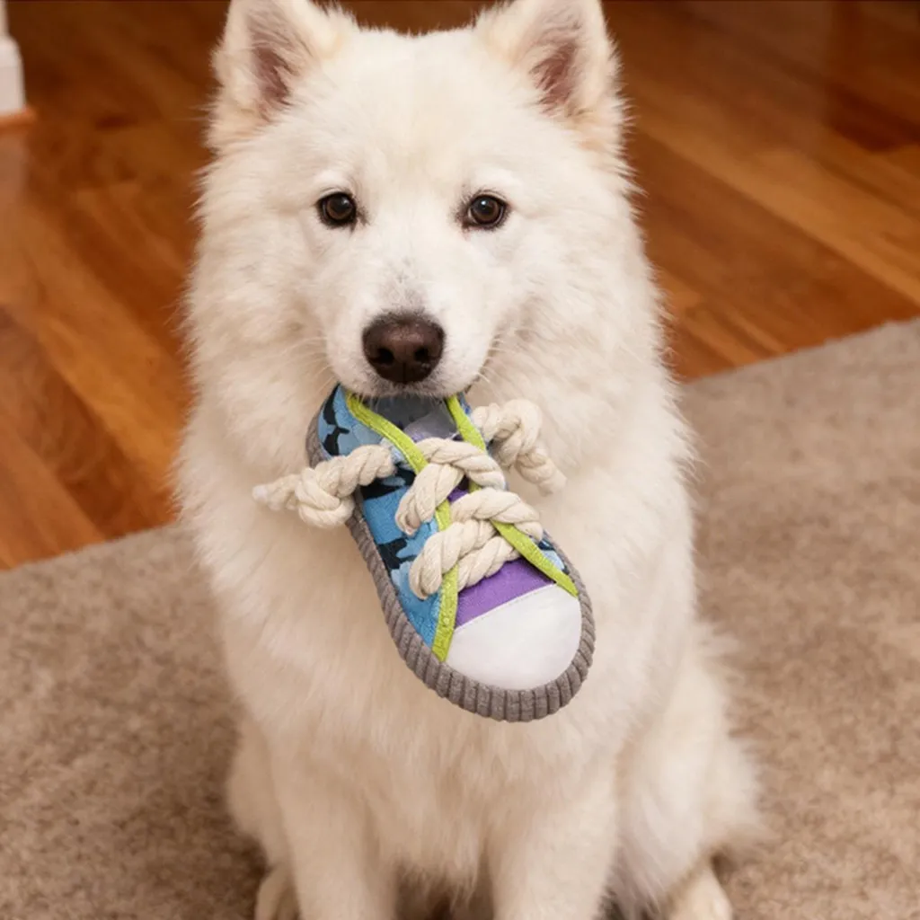 Scarpa in Tela per Cani Grigia | Gioco di Design con Squeaker INF - 3