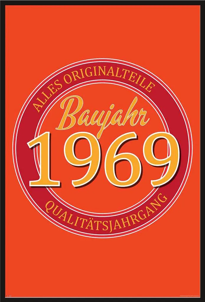 Cadre photo avec affiche vintage 1969 pour décoration murale rétro