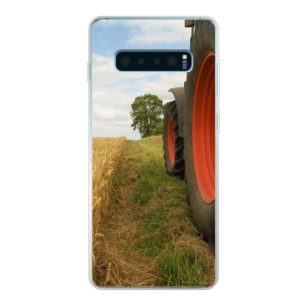 MuchoWow Handyhülle Schutzhülle Hülle für Samsung Galaxy S10 Plus Traktor - Räder - Weizen Silikon Softcase Handy Hülle - Schutzhülle