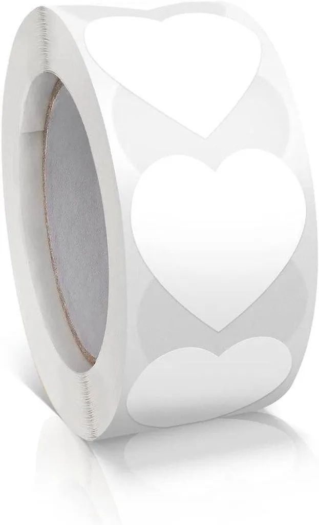 Autocollants cœurs blancs pour mariage et scrapbooking, rouleau de 500