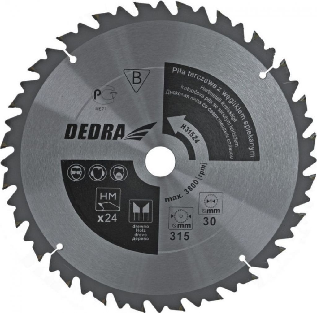 Dedra Kreissägeblatt 315x30mm 24z. mit HM-Einsätzen und Vorschubbegrenzer - HL31524