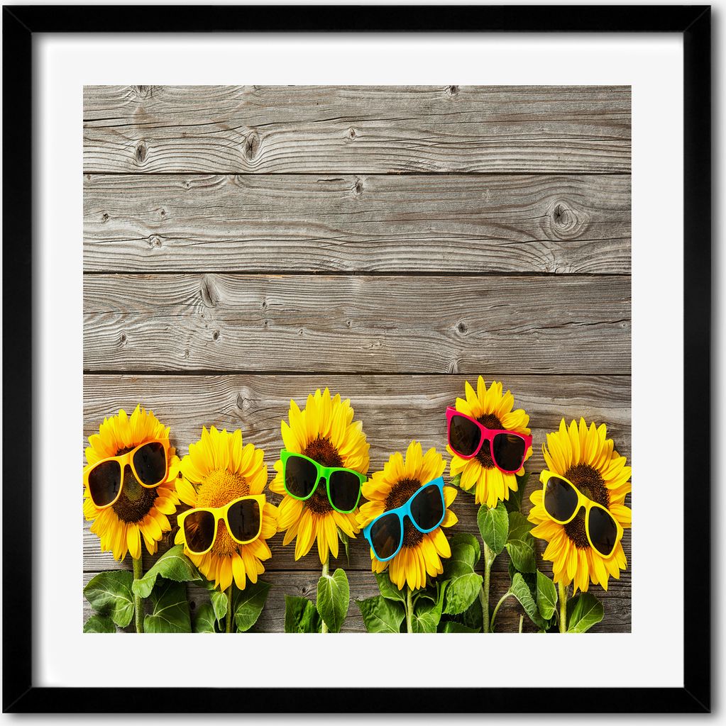 Bild - 50 cm x 50 cm - MDF - Rahmen, Wandkunst - Sunflowers