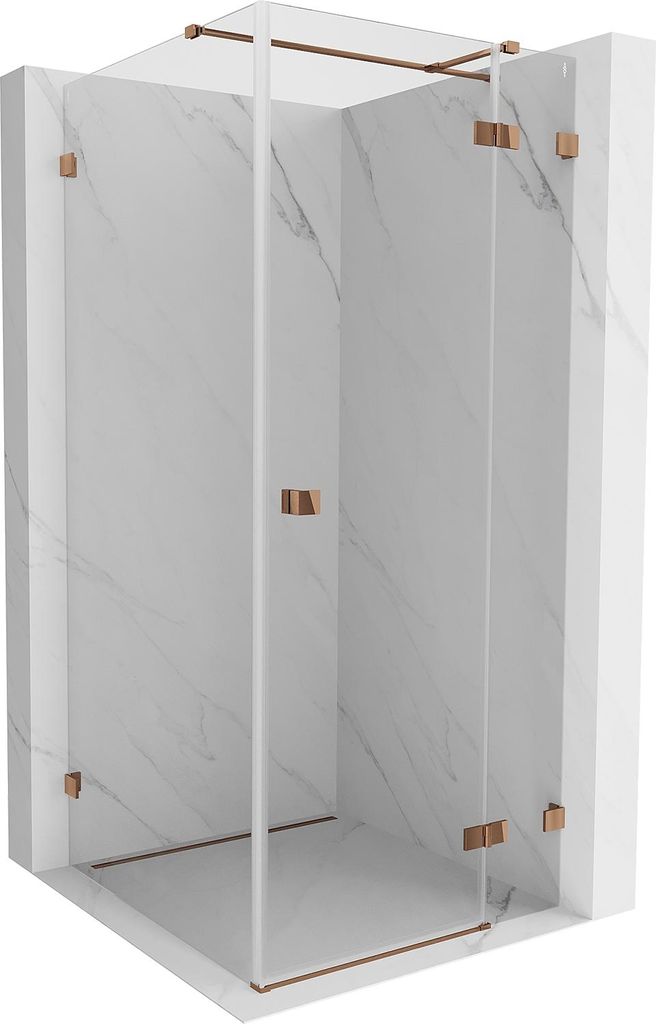 Mexen Lunar T Duschkabine rechts öffnend 80 x 80 , transparent, Roségold - 834T-080-080-60-00-P