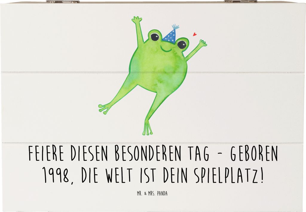 Mr. & Mrs. Panda Kiste 1998 Geburtstag 22 x 15 cm - Weiß - Geschenk, Holzkiste, Generation, Geschenkbox, Box aus Holz, Holzbox mit Deckel, Alter, ...