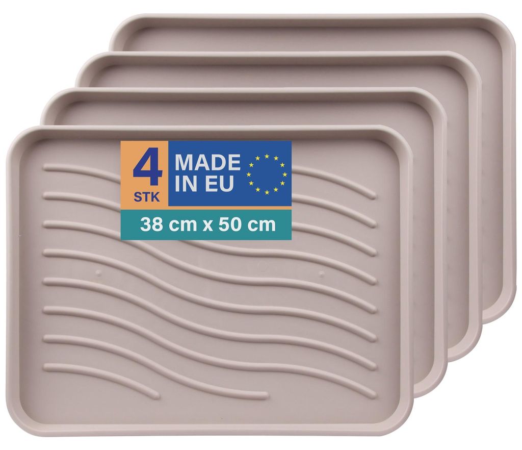 Schuhabtropfschale 50x38x2,5cm Beige 4er-Pack, Schuhwanne Produktbild 