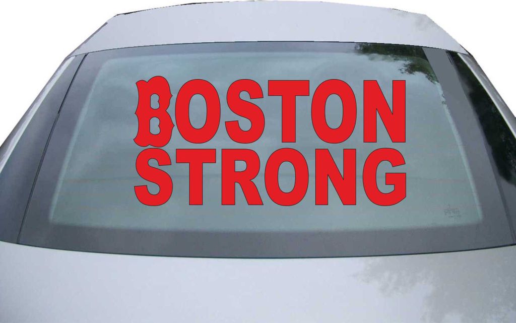 Indigos UG - Aufkleber Heckscheibe & Motorklappe DE6297 - rot - 600x285 mm - Boston Strong - Auto Scheiben Fenster Heckklappe Tuning Racing JDM - D...