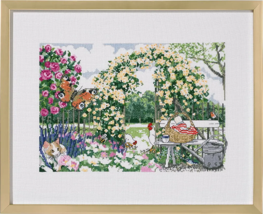Décoration murale DIY : Kit broderie fleurs Permin 50x40cm à réaliser