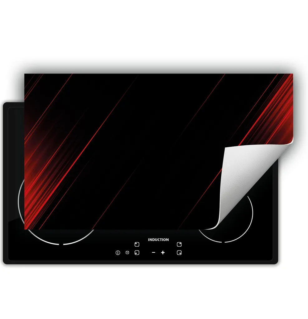 DarHaus Copri Piano Cottura 90x52 cm Antiscivolo Arrotolabile Nero Rosso