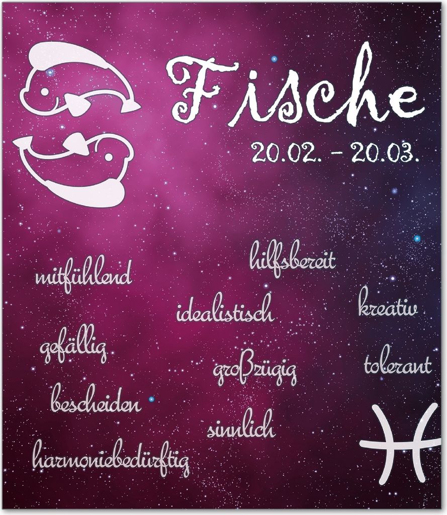 Wallario Herdabdeckplatte aus Glas, Größe 52 x 60 cm 1-teilig, Motiv Sternzeichen Fische