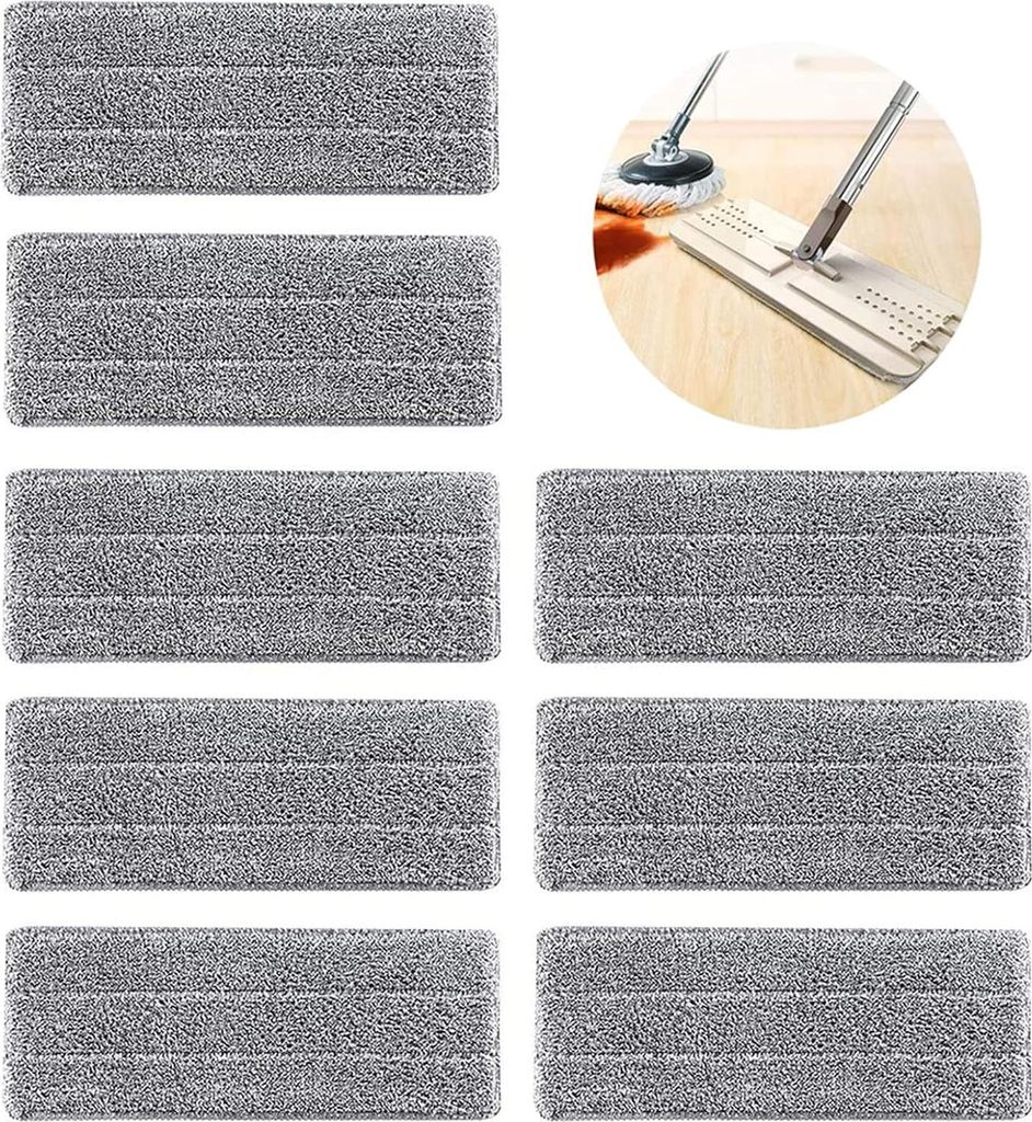 Wischer Ersatzbezug 8 Stück Microfaser Pads Flach Waschbarer Saugfähiges Mop Pad Haaraufnahme Wischtuch Für Die Meisten Bodenarten Maschinenwasc...
