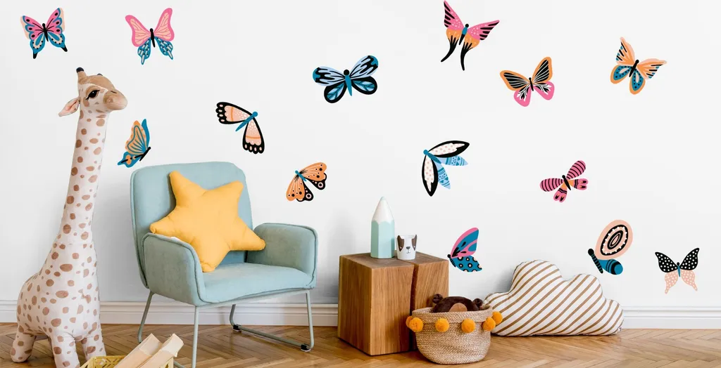 Decorazione Parete Bambini Farfalle Giganti XXL Set Adesivi 250cm