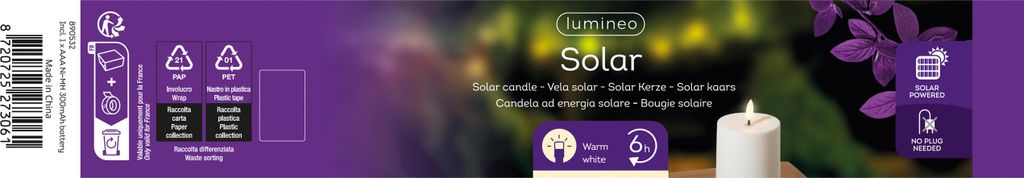 Solar LED Kerze Outdoor 7x15cm Kunststoff Weiß