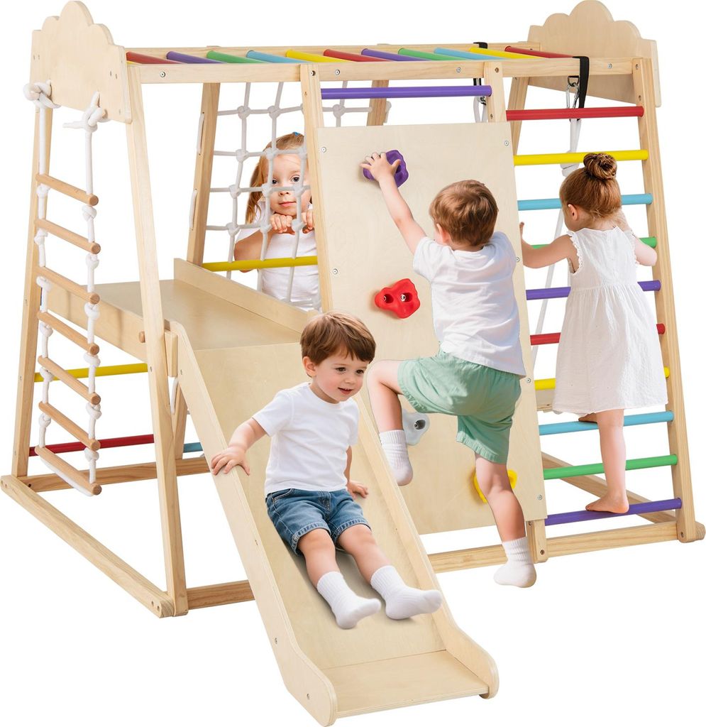 COSTWAY Klettergerüst, 8 in 1 Kletterdreieck mit Schaukel, Produktbild 