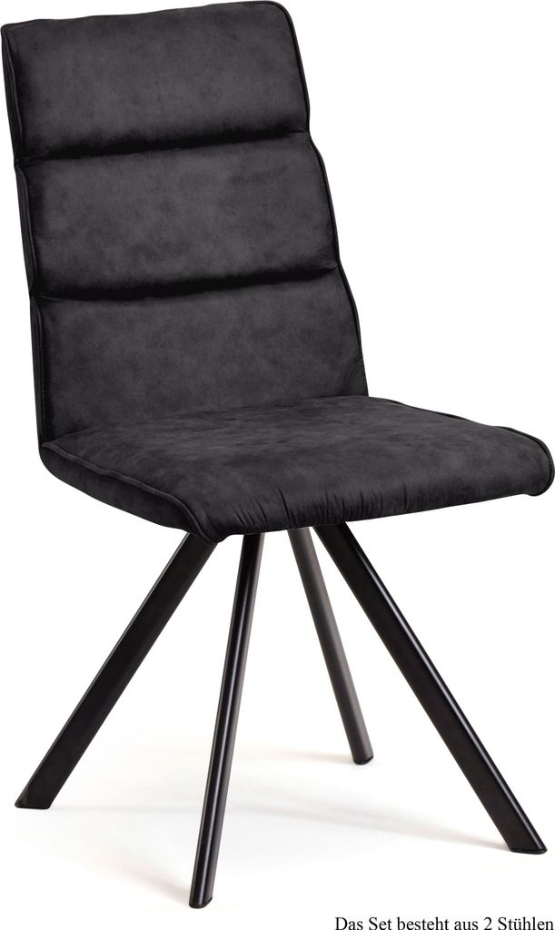 Esszimmerstuhl drehbar (2er-Set) Dessa 47x92x60 Schwarz/Anthrazit