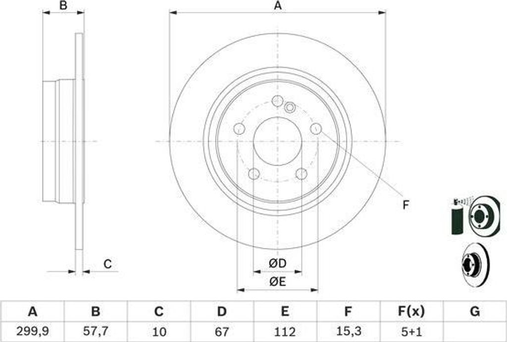 BOSCH 0 986 479 410 Bremsscheibe OE A2044230612 kompatibel mit C-Klasse, E-Klasse