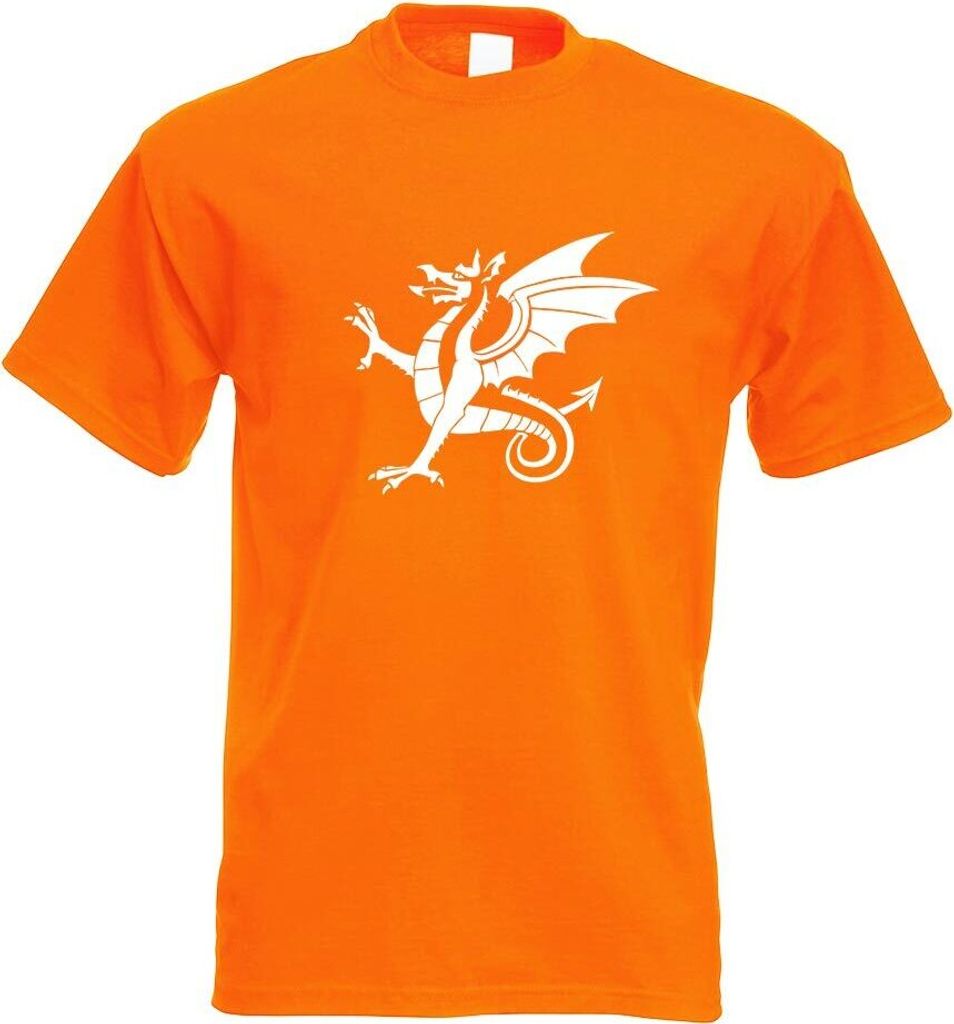 Kiwistar - T-Shirt - orange - Anglo Saxon White Wyrm Motiv Bedruckt Funshirt Design Print - mit Motiv Bedruckt - Funshirt Design - Sport - Freizeit...