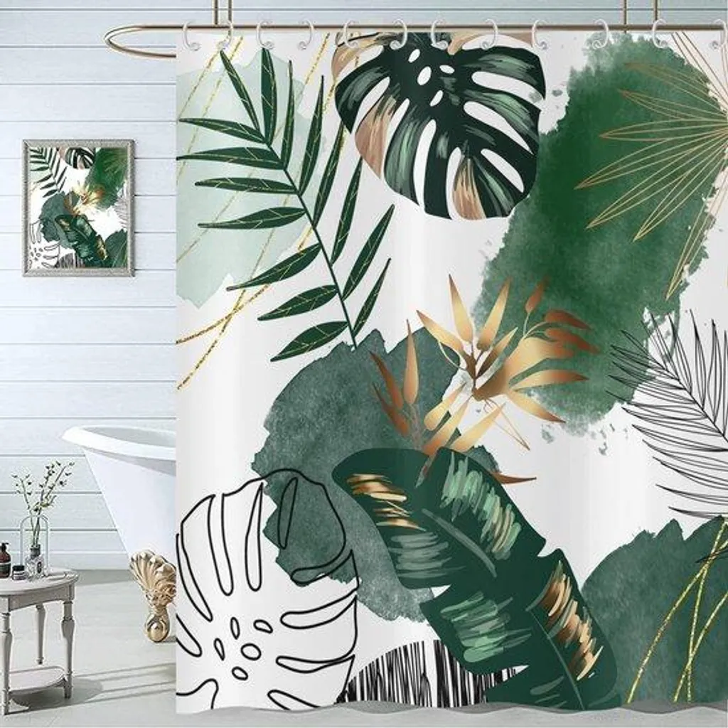 Rideau de douche minimaliste Vert - 200x180 cm - Finition Imperméable