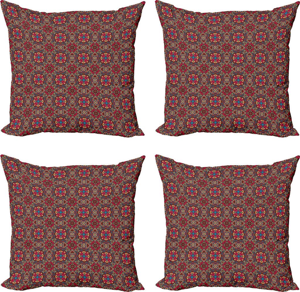ABAKUHAUS Jahrgang Kissenbezug Set (4 Stück), Vivid Oriental East, Moderner Doppelseitiger Digitaldruck, 40 cm x 40 cm, Mehrfarbig