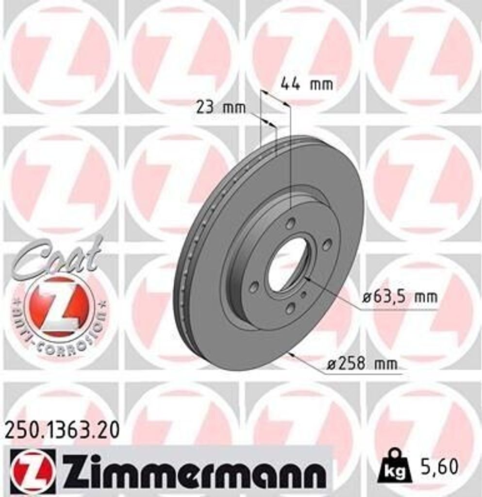 ZIMMERMANN 250.1363.20 - Bremsscheibe für Fiesta VI, KA+ (FK)