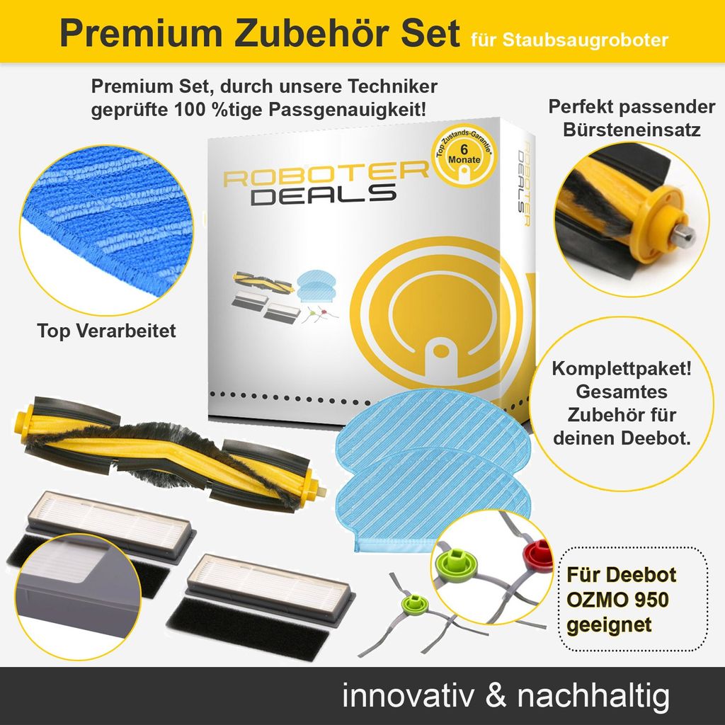 Durashmall Ersatzteile Set Für Ecovacs Deebot OZMO 930/610 - Bürsten & Filter