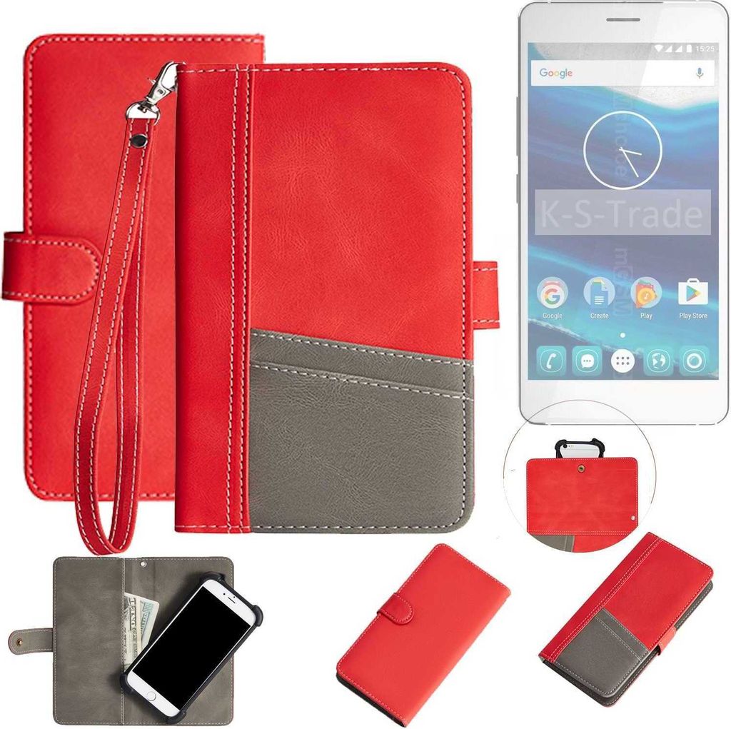 K-S-Trade Handy Schutzhülle für Qilive Q5.5 Hülle Portemonnee Brieftasche Klapphülle Kartenfächer Flip Wallet Case Etui