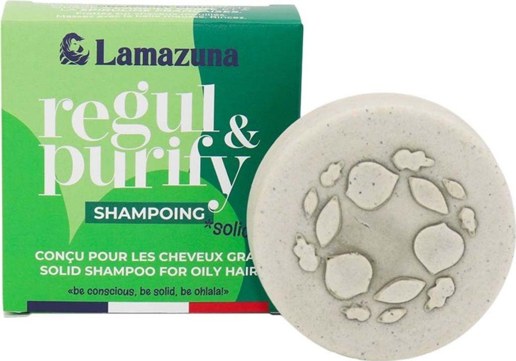 Lamazuna Festes Shampoo Fettiges Haar Tonerde & Spirulina