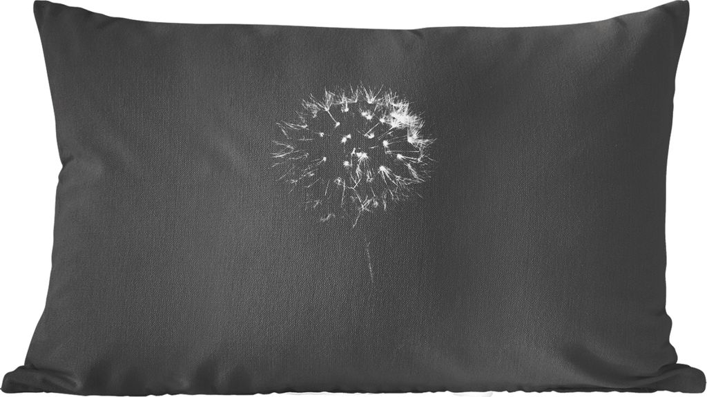 MuchoWow Zierkissen Sofakissen Wohnzimmer Dekokissen 60x40 cm Löwenzahn - Schwarz - Floral - Botanisch - Kopfkissen - Polster mit Foto