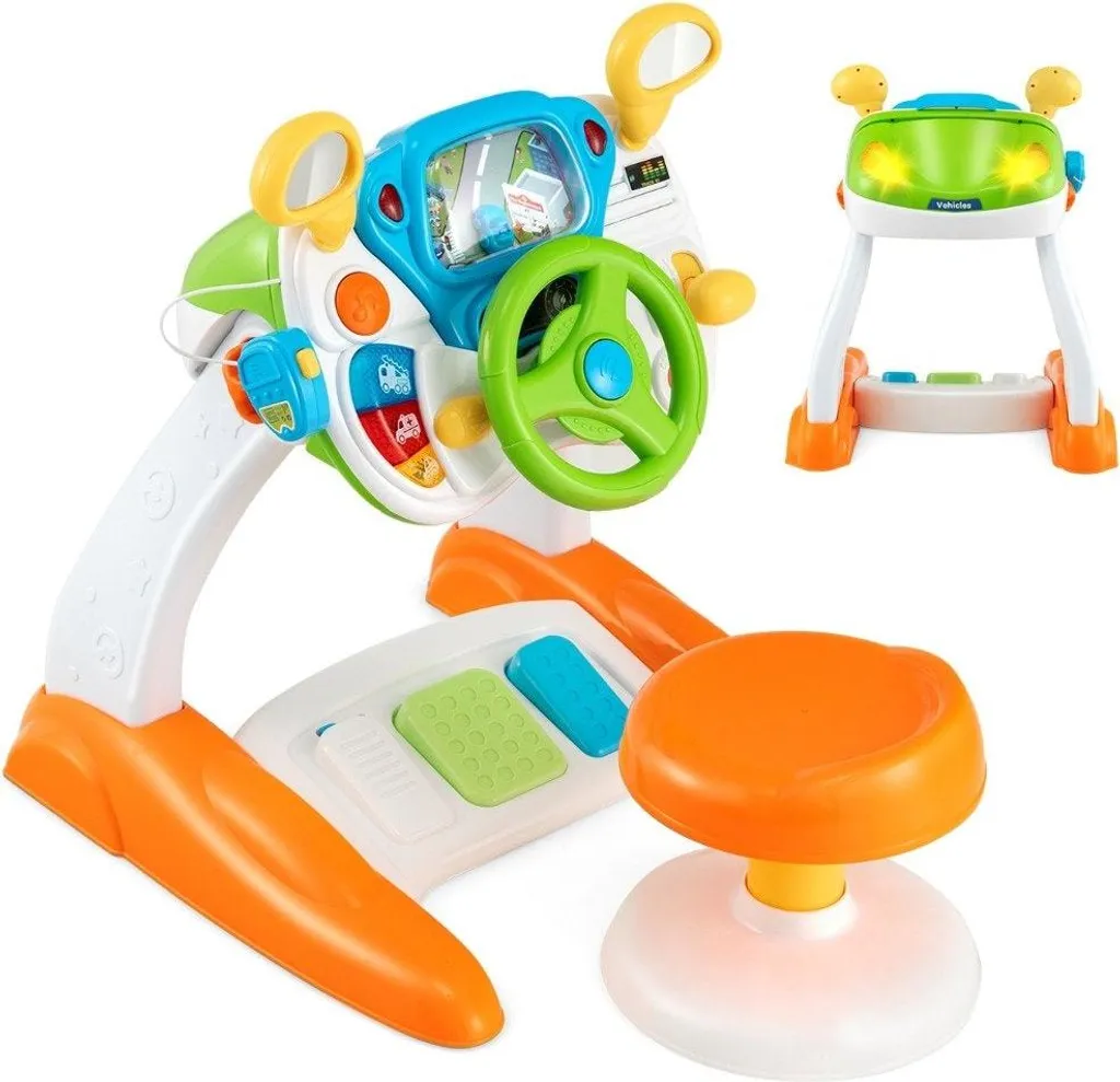 Simulateur de conduite enfant avec volant musical et siège ajustable