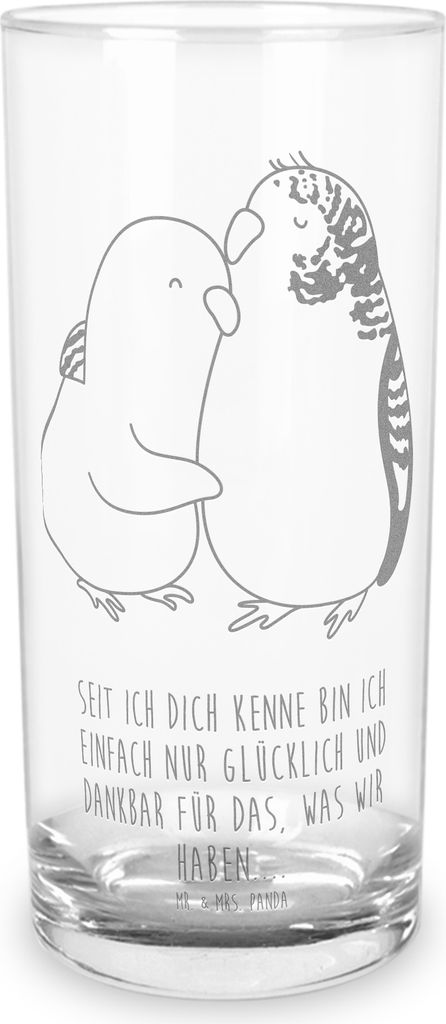 Mr. & Mrs. Panda Cocktailglas Wellensittich Liebe 200 ml - Transparent - Geschenk, Verliebt, Glas, Vögel, Wasserbecher, Verknallt, Vertrauen, Tumb...