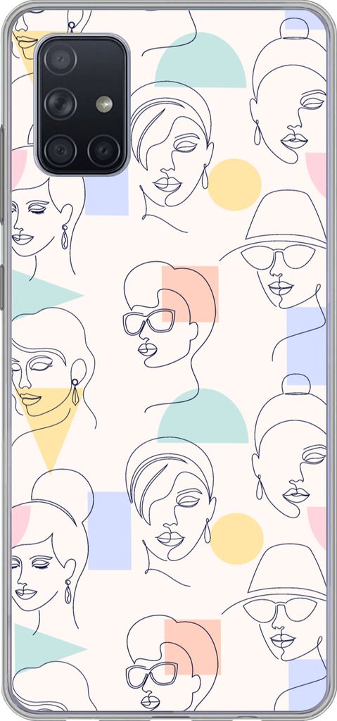 MuchoWow Handyhülle Schutzhülle Hülle für Telefoonhoesje Samsung Galaxy A71 Mädchen - Frauen - Muster - Pastell - Mädchen - Kinder - Kind -...