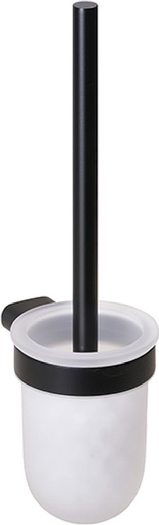 BORGANIC BLACK WC-Bürstengarnitur Edelstahl Milchglas Schwarz 122x95x360 mm für Bad & WC >> zum Bohren