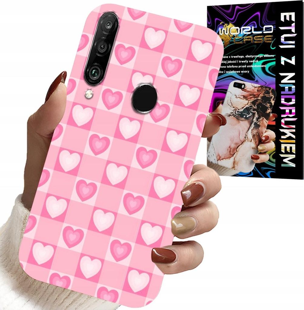 Fall Für Huawei P30 Lite - Herzen Überprüfen Rosa Fall + Glas